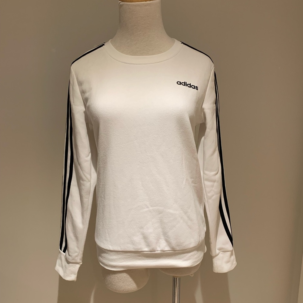 adidas White Sweatshirt with Black Stripes